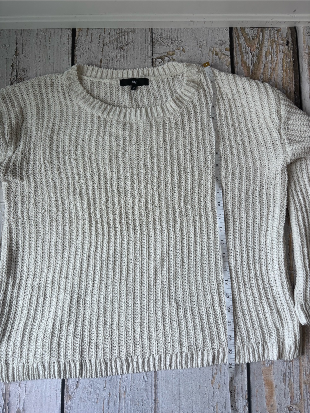 Tag Cream Ribbed Crew Sweater - Picture 3 of 5